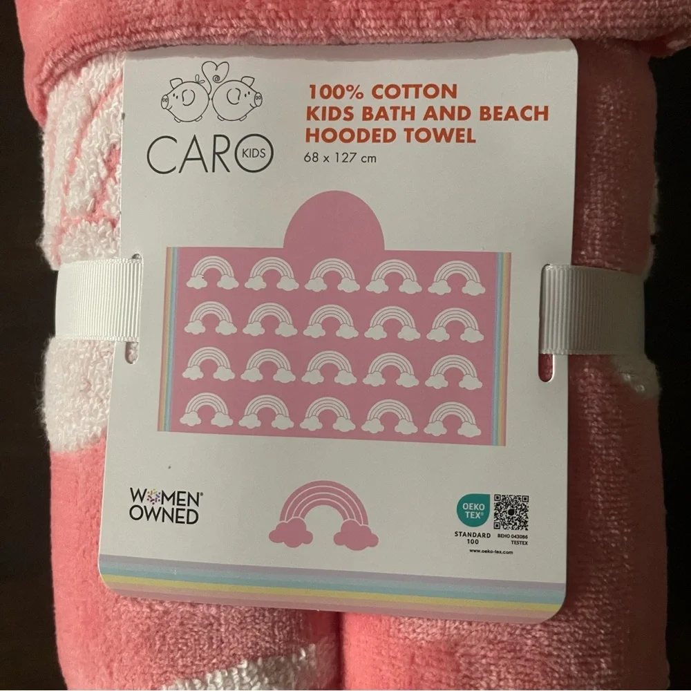 Caro hooded rainbow towel pink super soft‎